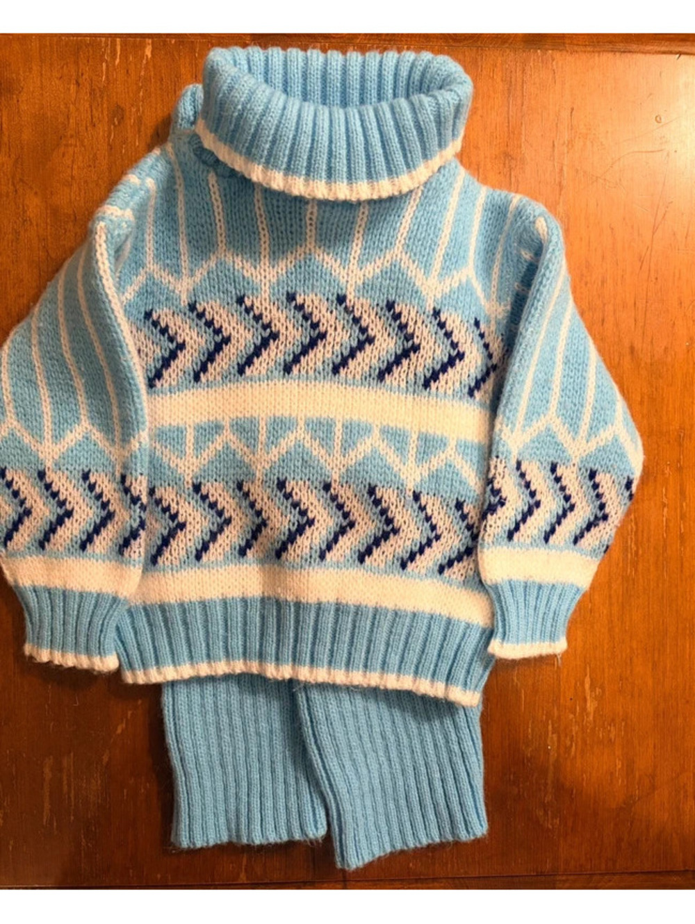 Vintage Kmart Baby Knit Sweater Pants Set 0–9 Months Blue Acrylic
